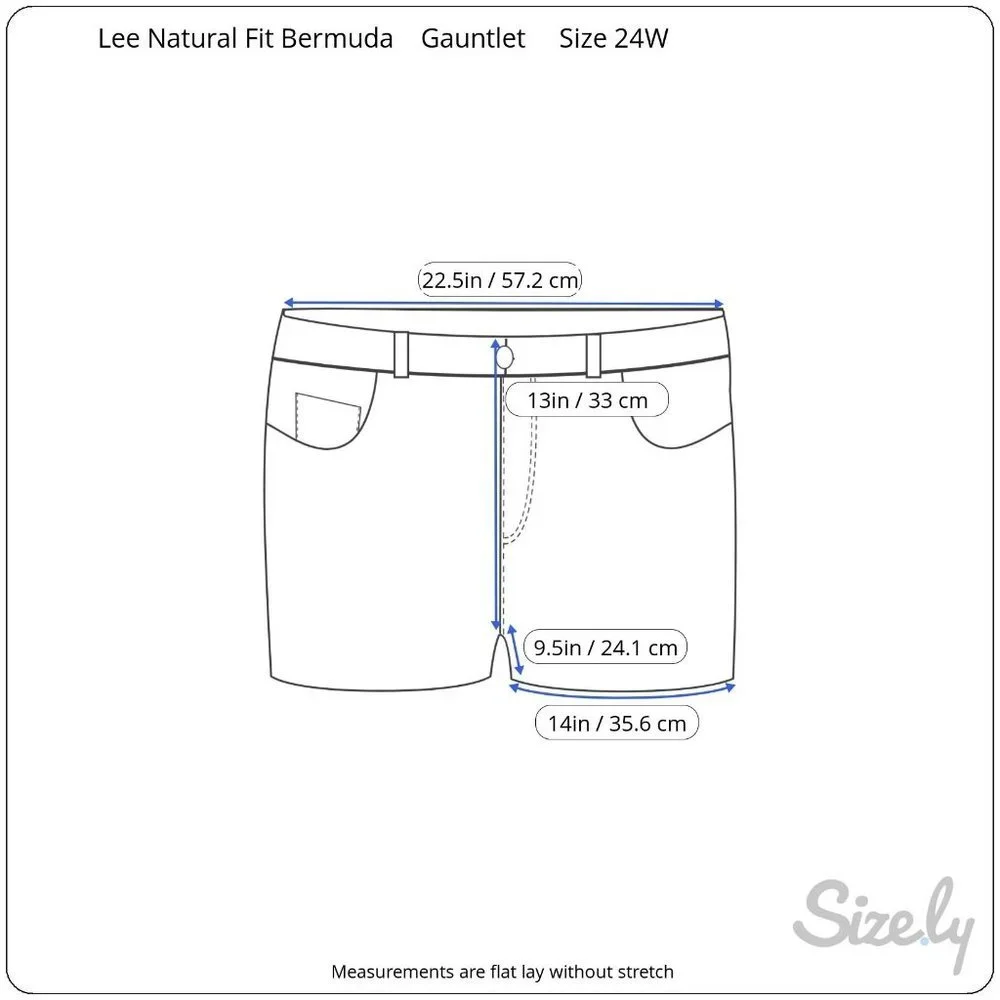 Lee Natural Fit Bermuda Short Gauntlet Womens Plus Size 24W Medium Mid Rise Blue - Picture 7 of 7